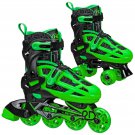 Roller Derby Sprinter 2-in-1 Skates Combo w/Quick Switch Quad/Inline, Green, 3-6