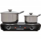 1500 W Double Burner Black Electric Portable Lightweight Cooktop