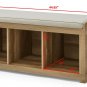 3-Cube Entryway Wood Storage Bench with Upholstered Cushion Sitting, Weathered