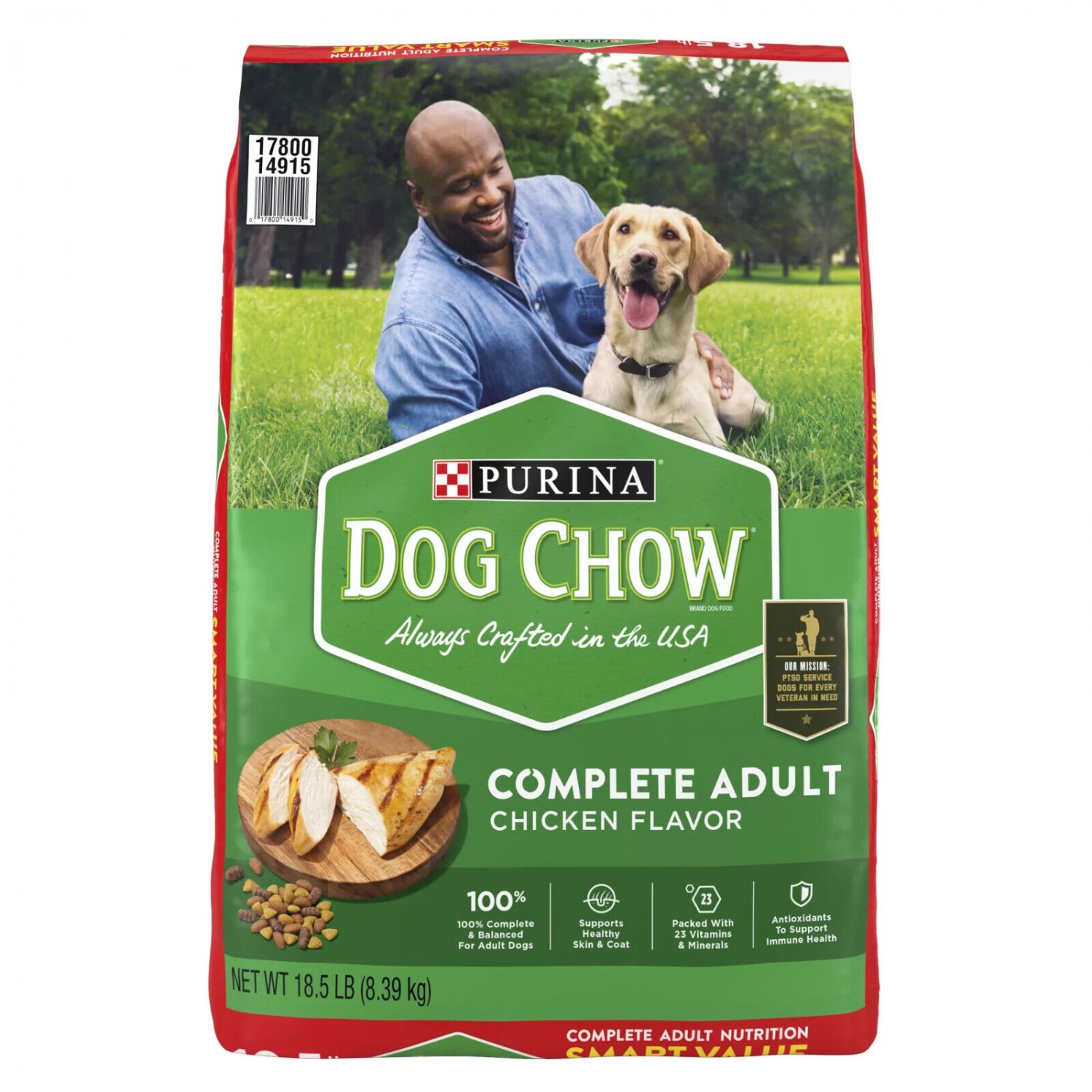 18.5 lb. Bag Dog Chow Complete Adult Dry Dog Food Kibble w/ Chicken Flavor