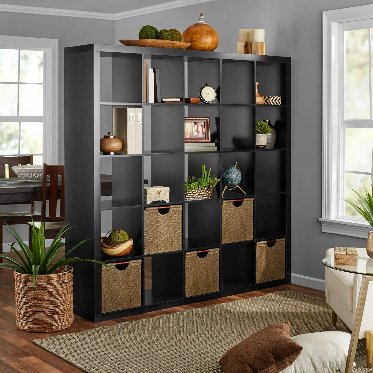 Large 25 Cube Bookcase Storage Shelves Organizer Room Divider, 72