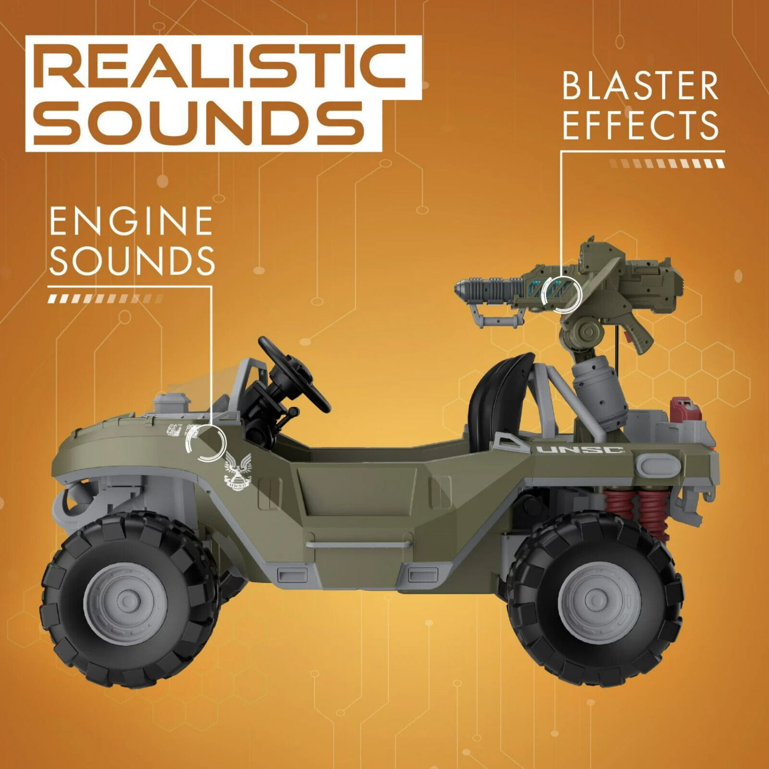 Microsoft Halo Warthog 24V Battery-Powered Ride-On w/Laser Tag Blaster