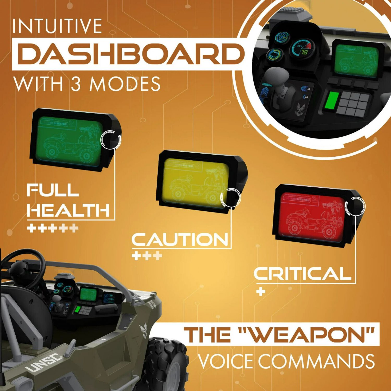 Microsoft Halo Warthog 24V Battery-Powered Ride-On w/Laser Tag Blaster