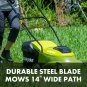 Cordless Electric Powerful Push Lawn Mower, 12AMP, 3 Cutting Height Positions