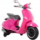Kid's Vespa Euro-Style Battery-Powered Electric Scooter, Ages 3-7, Pink
