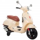 Kid's Vespa Euro-Style Battery-Powered Electric Scooter, Ages 3-7, Beige