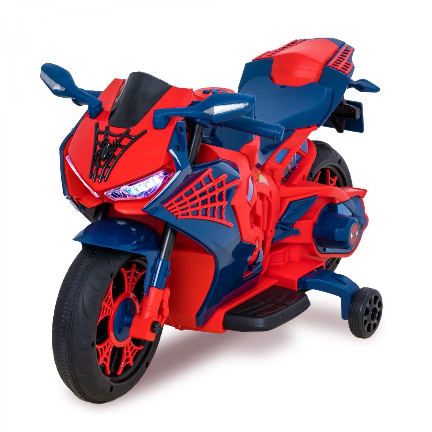 Kids Spider-Man 6V Battery-Powered Motorcycle w/ Working Headlights, Ages 3+
