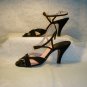Black suede and pink leather hi heel shoes