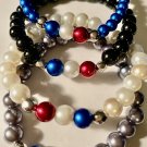Stretch Bracelets....."FREEDOM PROUD" Red, White & Blue