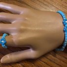 Blue Bracelet and Matching Ring with Flower