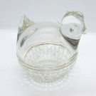 Anchor Hocking Clear Glass Chicken Hen On Basket Candy Or Trinket Dish