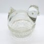 Anchor Hocking Clear Glass Chicken Hen On Basket Candy Or Trinket Dish