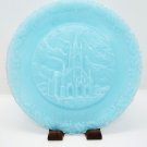 Fenton Christmas 1973 Blue Satin St Mary's In The Mountains 7 3/4" Plate & Stand