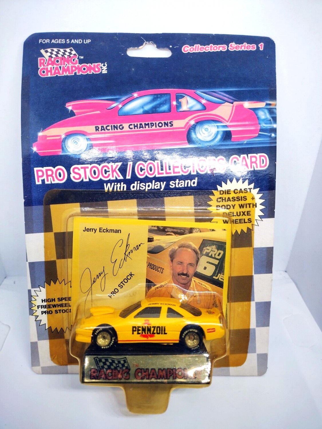 Jerry Eckman Racing Champions Pro Stock Diecast Car/Collectors Card With Stand