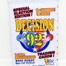 Decision '92 Wild Card 1992 Presidential Race Trading Cards Pack