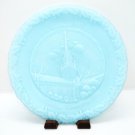Fenton Christmas 1976 Blue The Old North Church Boston MA. 7 3/4" Plate & Stand