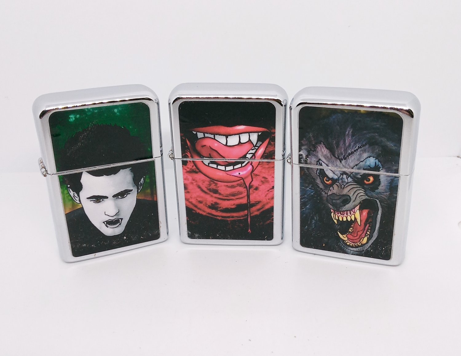 Victor Vampires & Werewolf Refillable Soft Flame Oil Windproof Lighter-Lot Of 3
