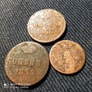 LOT OF COINS OF THE RUSSIAN EMPIRE OF DIFFERENT YEARS, DIFFERENT RULERS (3 pieces)