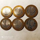 commemorative coins of russia made of base metals Set 6 Coins, Russia 10 Rubles(3)