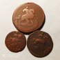LOT 3 pcs OF RUSSIAN COINS OF DIFFERENT YEARS, 2 KOPEEK/KOPEYKA/DENGA