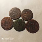 LOT 5 pcs OF RUSSIAN COINS OF DIFFERENT YEARS, DENGA