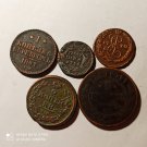 LOT 5 pcs OF RUSSIAN COINS OF DIFFERENT YEARS, 5 kopeek.2 KOPEEK/KOPEYKA/DENGA\POLUSHKA