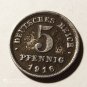 5 pfennigs 1916 Germany iron coin, mistake-Double blow