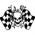 Skull And Crossed Bones Checkered Flags Vinyl Auto Car Truck Window Decal Sticker #sku-015
