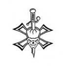 Skull with Sword and Maltese Cross Vinyl Auto Car Truck Window Decal Sticker #sku-018