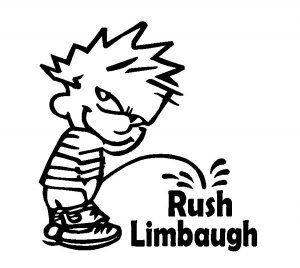6" Calvin Pee Piss on Rush Linbaugh Vinyl Decal Window Sticker