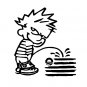 6" Calvin Pee Piss on Obama's New Flag Vinyl Decal Window Sticker Political Humor