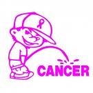 6" Calvin Pee Piss on Breast Cancer Vinyl Decal Window Sticker