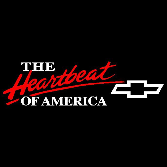 3.25" x 12" 2 Color Heartbeat of America Chevy Vinyl Decal Window