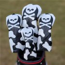 Golf Club Driver Fairway Wood Hybrid Head Cover Skeleton Skull Cartoon White-Black