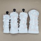 Golf Club Driver Fairway Wood Hybrid Head Cover White Fairy Rose Style
