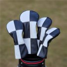 Golf Club Driver Fairway Wood Hybrid Head Cover White Black Chessboard Squre Style