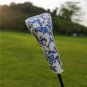 Golf Club Driver Fairway Wood Hybrid Head Cover Blue & White Porcelain