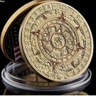 Collectible  Gold Coin: Mayan Aztec Calendar Art Prophecy Culture  1.57"*0.12" Mexico
