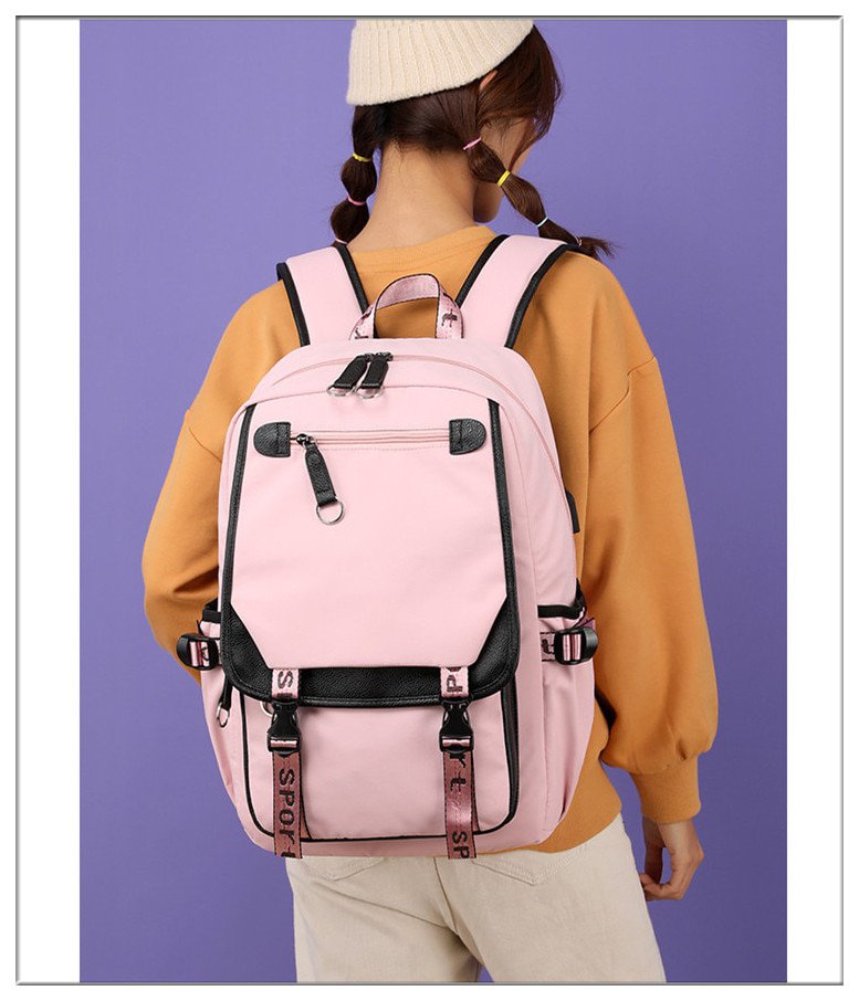 Large school bags for teenage girls USB port canvas schoolbag student