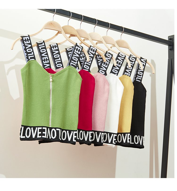 Camisoles for Women Zipped Crop Knit Bow Top Cropped DÃ©bardeur