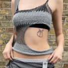 Cut Out  Mode - Knitted Crop Top Cut Out Asymmetrical Camis Backless