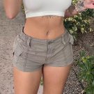 Grey Cargo Shorts Pockets Low Waisted Sporty Joggers Retro Fashion Streetwear