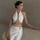 Halter Sexy Backless Wrap Crop Top Women Summer Sleeveless Elegant Skinny Tops
