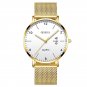 Geneva Brand Men Stainless Steel Mesh Calendar Watch Men Quartz Watch