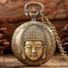 Tibetan Aroma Buddhist Temple Quartz Pocket Watch Buddha Head Design Religious Chain Pendan