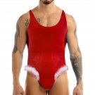 Mens Lingerie Christmas Cosplay   Bodysuit U Neck Sleeveless Velvet Leotard