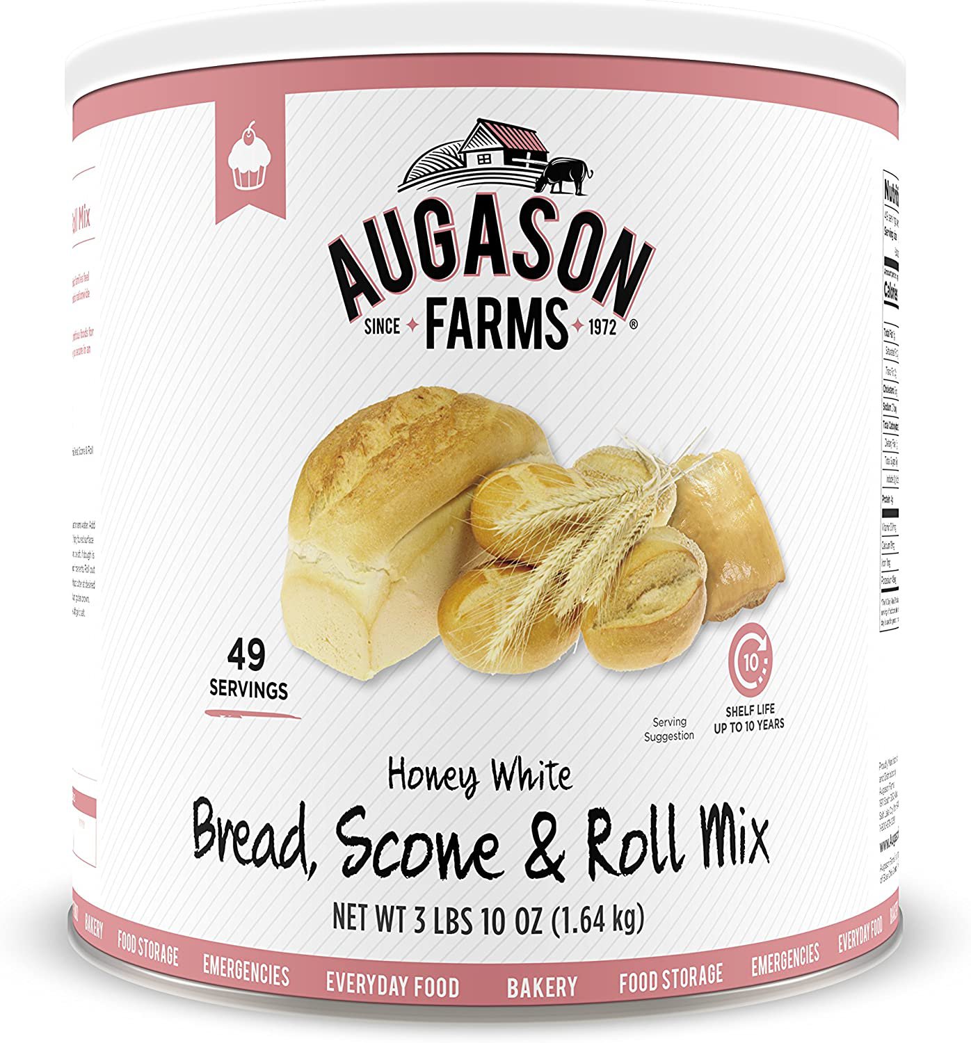 49 servings -Augason Farms Honey White Bread Scone & Roll Mix 4 pounds