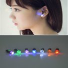 Be seen- 1 Pair Light Up LED Bling Ear Stud Rings Korean of Flash Zircon Rings