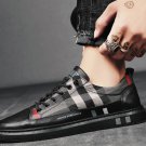 Men's Casual Sneakers Black High Quality Pu Leather Men Shoes Platform Black Men Flats