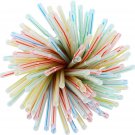 500 Pcs Flexible Plastic Straws Striped Multi Colored Disposable Straw 8 Inch Long